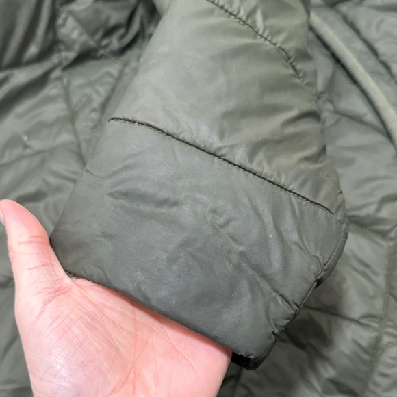 Barbour Olive Puffer Jacket with Faux Fur Trim - Picture 11 of 15